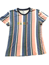 Load image into Gallery viewer, Rue 21 Shirt Adult Medium Retro Paris Colorblock Vertical Striped Colorful Mens