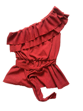 Load image into Gallery viewer, Anthropologie Maeve Shirt Womens Medium Ruffled Trim Belted One Shoulder Blouse