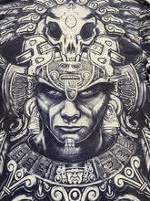 Load image into Gallery viewer, Aztec Mexican Shirt Adult Medium Steel Gray Ivory AOP Warrior Empire Tattoo Mens