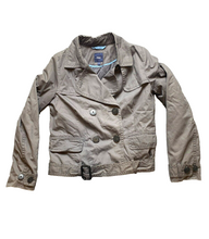 Load image into Gallery viewer, GAP Jacket Womens Medium Gray Double Breasted Nylon Lined Quilted Belted Nylon