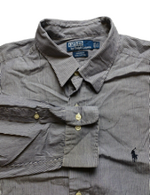 Load image into Gallery viewer, Ralph Lauren Shirt Adult 17.5 34/35 Navy White Stripe Button Up Casual Dress Men