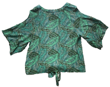 Load image into Gallery viewer, Democracy Shirt Womens Large Cold Shoulder Front Tie V-Neck Rayon Ladies