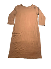 Load image into Gallery viewer, Yelete Dress Womens 2XL XXL Brown Solid Spandex Stretch Midi Lagenlook Ladies