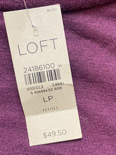 Load image into Gallery viewer, LOFT Sweater Womens Large Petite Burgundy Flounce Plaid Tunic Rayon Nylon NWT
