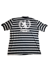 Load image into Gallery viewer, DWNTWN Express Shirt Adult Extra Large Black Y2K Stripe Patches Crest Lion Mens