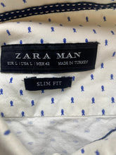 Load image into Gallery viewer, Zara Man Shirt Adult Large White AOP Fish Button Up Slim Fit Casual Mens