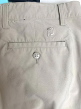 Load image into Gallery viewer, FJ FootJoy Pants Adult 38x32 Light Tan Straight Leg Flat Front Spandex Chino Men
