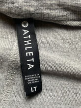Load image into Gallery viewer, Athleta Sweater Womens Large Tall Gray Open Front Waterfall Cardigan Thumbhole