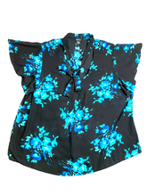 Load image into Gallery viewer, Torrid Shirt Womens 3 3X Black Blue Tie Collar Boxy Whimsygoth Boho Blouse Lady