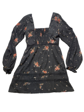 Load image into Gallery viewer, Show Me Your Mumu Dress Womens Medium Black AOP Flower Boho Eyelet Smocked
