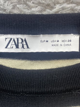 Load image into Gallery viewer, ZARA Sweater Womens Medium Black Taupe Striped Pullover Outerwear Knitted Ladies