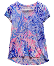Load image into Gallery viewer, Lily Pulitzer Shirt Womens Extra Small Pink Blue Etta V-Neck Short Sleeve Ladies