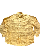 Load image into Gallery viewer, Indigo Palms Shirt Adult Extra Large Yellow 100% Linen Button Up Casual Mens