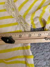 Load image into Gallery viewer, Free People Shirt Womens Medium White Yellow Strip Lace Trim Tunic Lagenlook