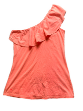 Load image into Gallery viewer, Lilly Pulitzer Shirt Womens Small Peach One Shoulder Ruffle Trim Wynne Neveah
