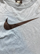 Load image into Gallery viewer, Nike Shirt Womens Medium Slate Blue Double Swoosh Logo Center Cropped Pullover