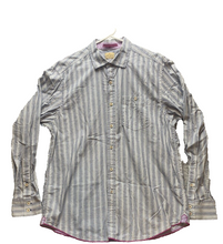 Load image into Gallery viewer, Tommy Bahama Shirt Adult Large Blue Striped Button Up Flip Cuffs Contrast Mens