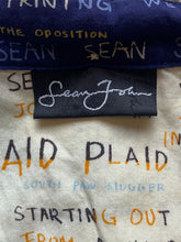 Load image into Gallery viewer, Sean John Shirt Adult Extra Large Beige AOP Spellout Logo Button Up Graffiti Men