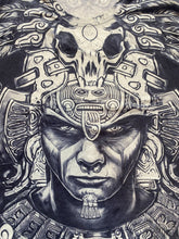 Load image into Gallery viewer, Aztec Mexican Shirt Adult Medium Steel Gray Ivory AOP Warrior Empire Tattoo Mens