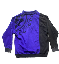 Load image into Gallery viewer, North Coast Sweater Adult Medium Black Purple 1/4 Zip Collared Tattoo Artsy Mens