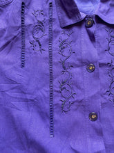 Load image into Gallery viewer, Vintage Cervelle Shirt Womens 3X Purple Embroidery Pure Silk Plus Ladies NWT