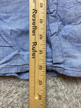 Load image into Gallery viewer, Vintage Chambray Shirt Womens 11 Blue Button Up Flap Pockets Patches 70s Ladies
