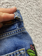 Load image into Gallery viewer, Zara Jeans Womens 02 (29x25.5) Blue Denim Sequin Rosette Applique Destroyed
