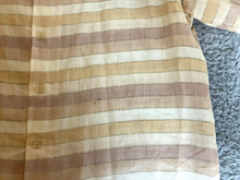 Load image into Gallery viewer, Elephant Shirt Adult Extra Large Tan Cream Striped 100% Linen Button Up Mens