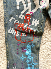 Load image into Gallery viewer, Boohoo Man Jeans Adult 32x30 Blue Denim Graffiti Button Fly Hip Hop Punk Y2K