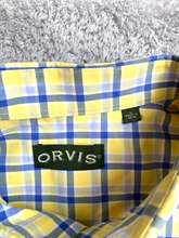 Load image into Gallery viewer, Orvis Shirt Adult Large Yellow Blue Plaid Button Up Casual Classic Collared Mens
