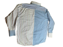 Load image into Gallery viewer, NERO Jeans Shirt Adult 2X Blue Button Up Mismatch Striped 2 Sided Casual Mens