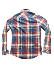 Load image into Gallery viewer, Zara Man Shirt Adult Small Blue Red Plaid Denim Accent Pocket Button Up Mens