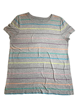 Load image into Gallery viewer, Torrid Shirt Womens 0 Gray Rainbow Striped Oversized Classic Fit Rayon Ladies