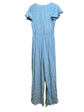 Load image into Gallery viewer, Sage The Label Jumpsuit Womens Medium Blue Tie Front Keep Her Wild Rayon NWT $98