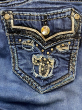 Load image into Gallery viewer, Rock Revival Jeans Womens 25x29 Blue Denim Meri Whiskered Boot Cut Studded