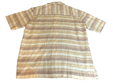 Load image into Gallery viewer, Elephant Shirt Adult Extra Large Tan Cream Striped 100% Linen Button Up Mens