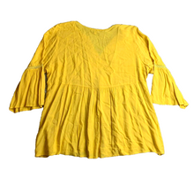 Load image into Gallery viewer, Umgee USA Shirt Womens Large Gold Crochet Lace Trim Boho Peplum Blouse Oversized