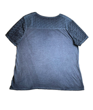 Load image into Gallery viewer, Chicos Shirt Womens 2 Navy Blue V-Neck Eyelet Blouse Boxy Flowy Plus Ladies