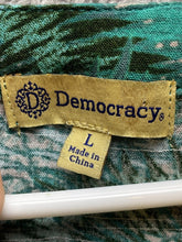 Load image into Gallery viewer, Democracy Shirt Womens Large Cold Shoulder Front Tie V-Neck Rayon Ladies