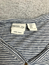 Load image into Gallery viewer, Rachel Zoe Shirt Womens Extra Large Blue Oversized Button Up Tie 100% Linen Lady