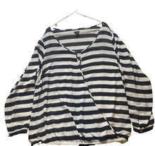 Load image into Gallery viewer, Torrid Shirt Womens 4 4X Black White Chiffon Striped Wrap Boho Tunic Blouse Plus