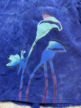 Load image into Gallery viewer, Tropical Tantrum Dress Womens Medium Blue Whimsical Rayon Boho Hawaiian Sundress