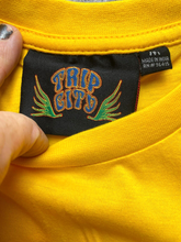 Load image into Gallery viewer, Trip City Shirt Womens Medium Flying Flame Skeleton Earthy Gothic Velvet NWT