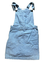 Load image into Gallery viewer, Umgee Overalls Womens Large Jumper Dress Denim Pinstriped Side Zip Pocket Ladies