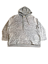 Load image into Gallery viewer, Zenergy By Chicos Sweatshirt Women 3 Gray Leopard Oversized Sherpa Fleece Hoodie