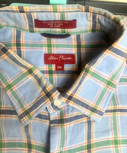 Load image into Gallery viewer, Alan Flusser Shirt Adult 2XL XXL Blue Green Plaid Button Up Weekend Casual Mens