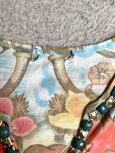 Load image into Gallery viewer, SPY Shirt Womens Medium Colorful Ladies Rhinestone Embellished Boho AOP Flower