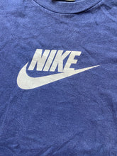 Load image into Gallery viewer, VTG Nike Shirt Junior Large Navy Blue Center Swoosh Logo Gray Tab USA 90s Girls