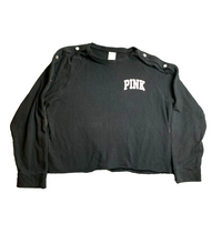 Load image into Gallery viewer, Pink Victoria’s Secret Sweatshirt Womens Large Snaps Spellout Vegas Oversized