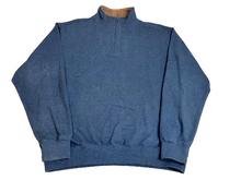 Load image into Gallery viewer, Orvis Sweater Adult Large Cobalt Blue 1/4 Zip High Neck Mock Wool Blend Mens